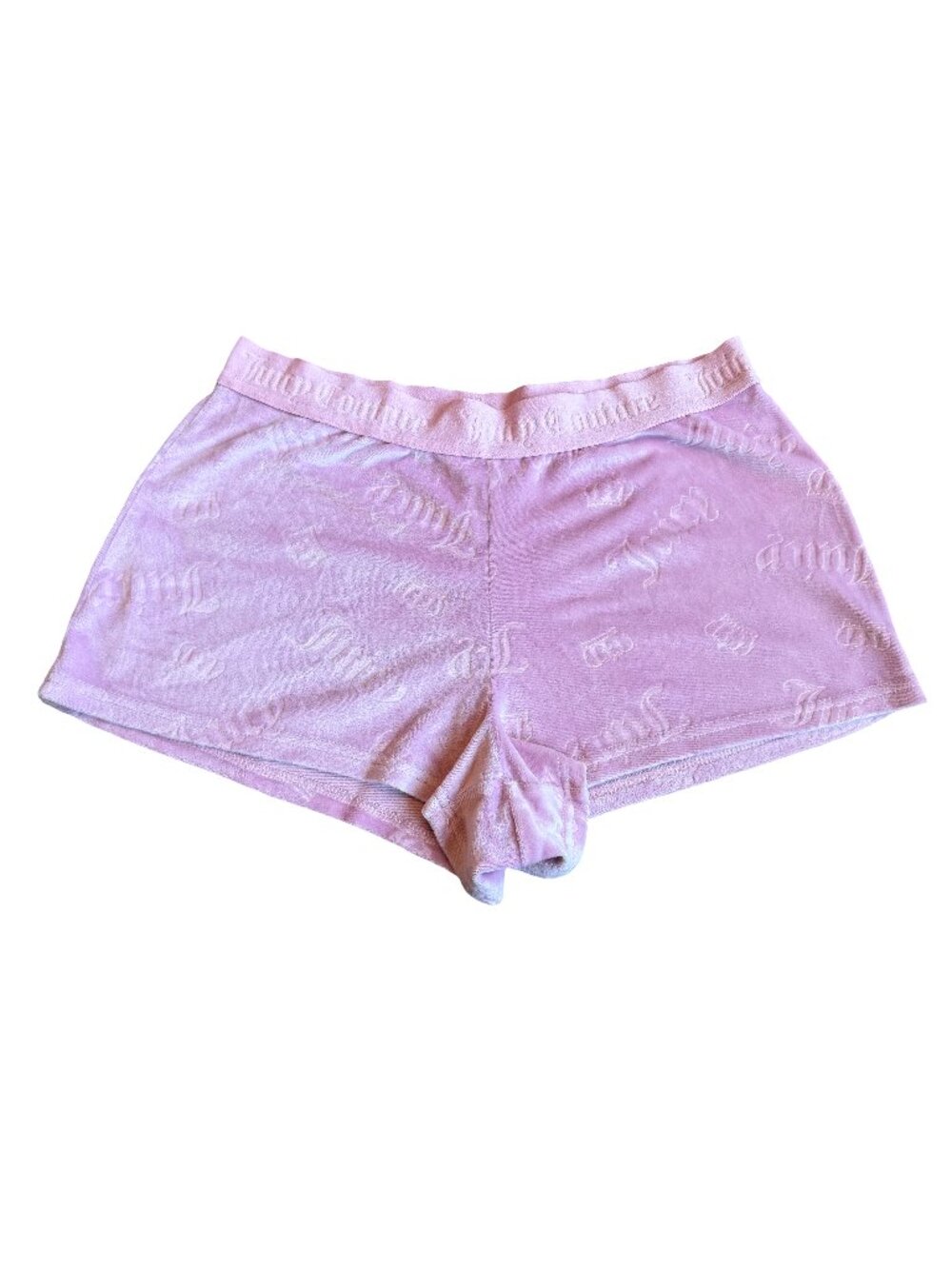 Juicy Couture Pink Velour Embossed Logo Lounge Sleep Shorts Pajama Small Women's